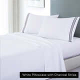 _label_, DSZ Product, feed-cond-new, feed-sl-free shipping, free-shippingSoft Microfibre Embroidered Stripe Sheet Set Double White Pillowcase Charcoal Stripe - Premium Home & Garden > Bedding > Bed Sheets from DSZ ! Shop Online Buy Now at S & D's Value Store Family Business Best Customer Service_label_, DSZ Product, feed-cond-new, feed-sl-free shipping, free-shipping