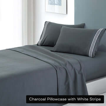 _label_, DSZ Product, feed-cond-new, feed-sl-free shipping, free-shippingSoft Microfibre Embroidered Stripe Sheet Set King Charcoal Pillowcase White Stripe - Premium Home & Garden > Bedding > Bed Sheets from DSZ ! Shop Online Buy Now at S & D's Value Store Family Business Best Customer Service_label_, DSZ Product, feed-cond-new, feed-sl-free shipping, free-shipping