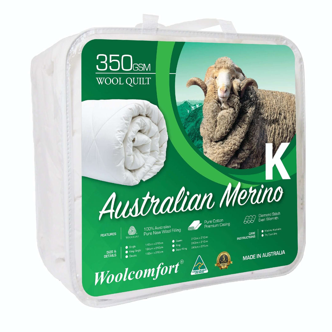 _label_, DSZ Product, feed-cond-new, feed-sl-free shipping, free-shippingWoolcomfort Aus Made Merino Wool Quilt 350Gsm 240 X 210Cm King Size - Premium Home & Garden > Bedding > Quilts & Duvets from Woolcomfort ! Shop Online Buy Now at S & D's Value Store Family Business Best Customer Service_label_, DSZ Product, feed-cond-new, feed-sl-free shipping, free-shipping