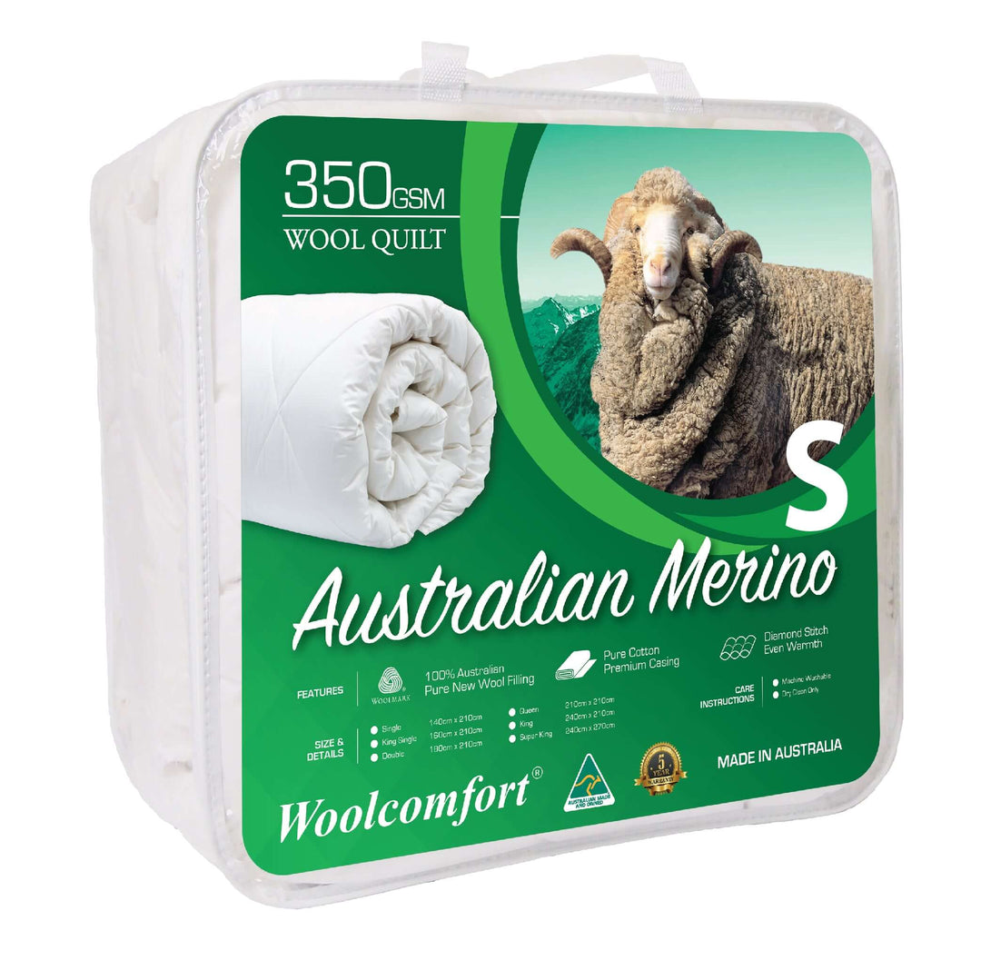 _label_, DSZ Product, feed-cond-new, feed-sl-free shipping, free-shippingWoolcomfort Aus Made Merino Wool Quilt 350Gsm 140 X 210Cm Single Size - Premium Home & Garden > Bedding > Quilts & Duvets from Woolcomfort ! Shop Online Buy Now at S & D's Value Store Family Business Best Customer Service_label_, DSZ Product, feed-cond-new, feed-sl-free shipping, free-shipping