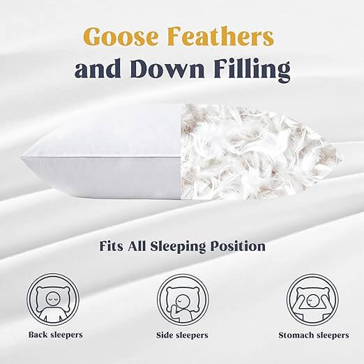 DSZ Product, feed-cond-new, feed-sl-DSZ Freight PayablePuredown Goose Down And Feather Pillow Inserts For Sleeping, 100% Cotton Fabric Cover Bed Pillows, Set Of 2, White, Queen Size - Premium Home & Garden > Bedding > Pillows from Puredown ! Shop Online Buy Now at S & D's Value Store Family Business Best Customer ServiceDSZ Product, feed-cond-new, feed-sl-DSZ Freight Payable