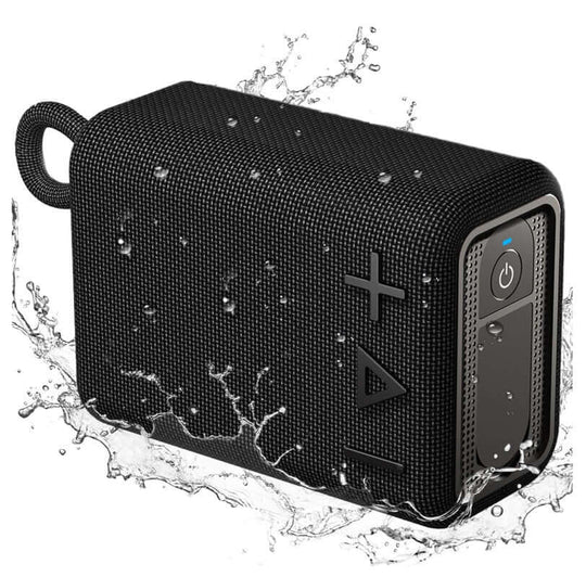 ROYQUEEN waterproof Bluetooth speaker with rich bass and stereo sound, perfect for outdoor use and showering, splashing water.