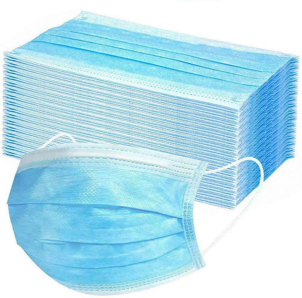 Affordable 3-Ply Disposable Surgical Face Masks in a stack, perfect for DIY and public use, ensuring quality protection.