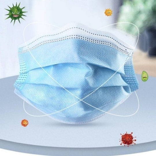 3-Ply Disposable Surgical Face Mask in blue, offering quality protection against germs and pollutants, ideal for daily use.