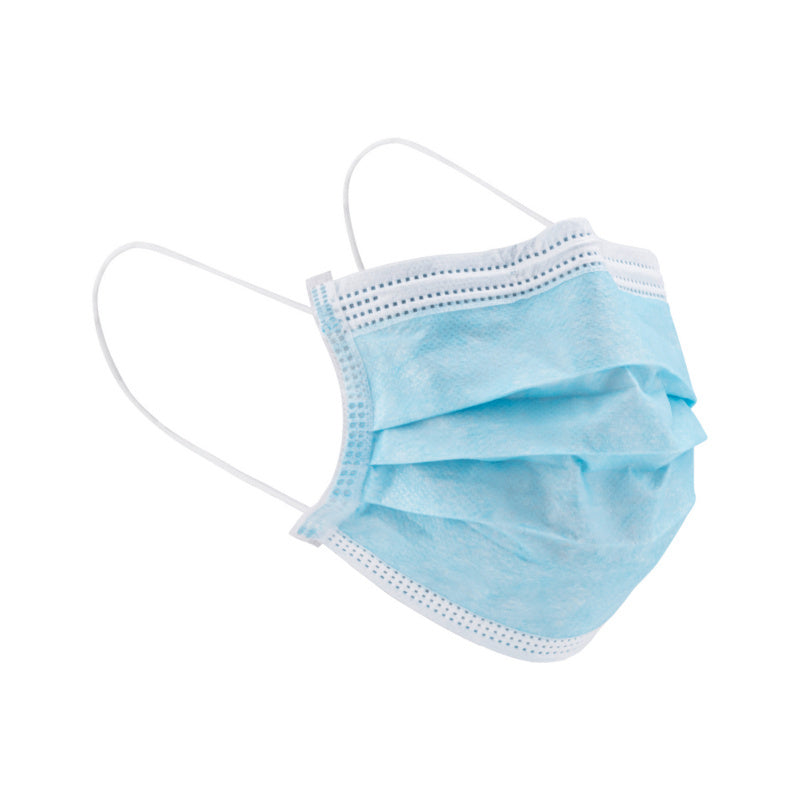 Disposable 3-Ply Surgical Face Mask in blue, affordable quality mouth guard for daily protection against dust and droplets.