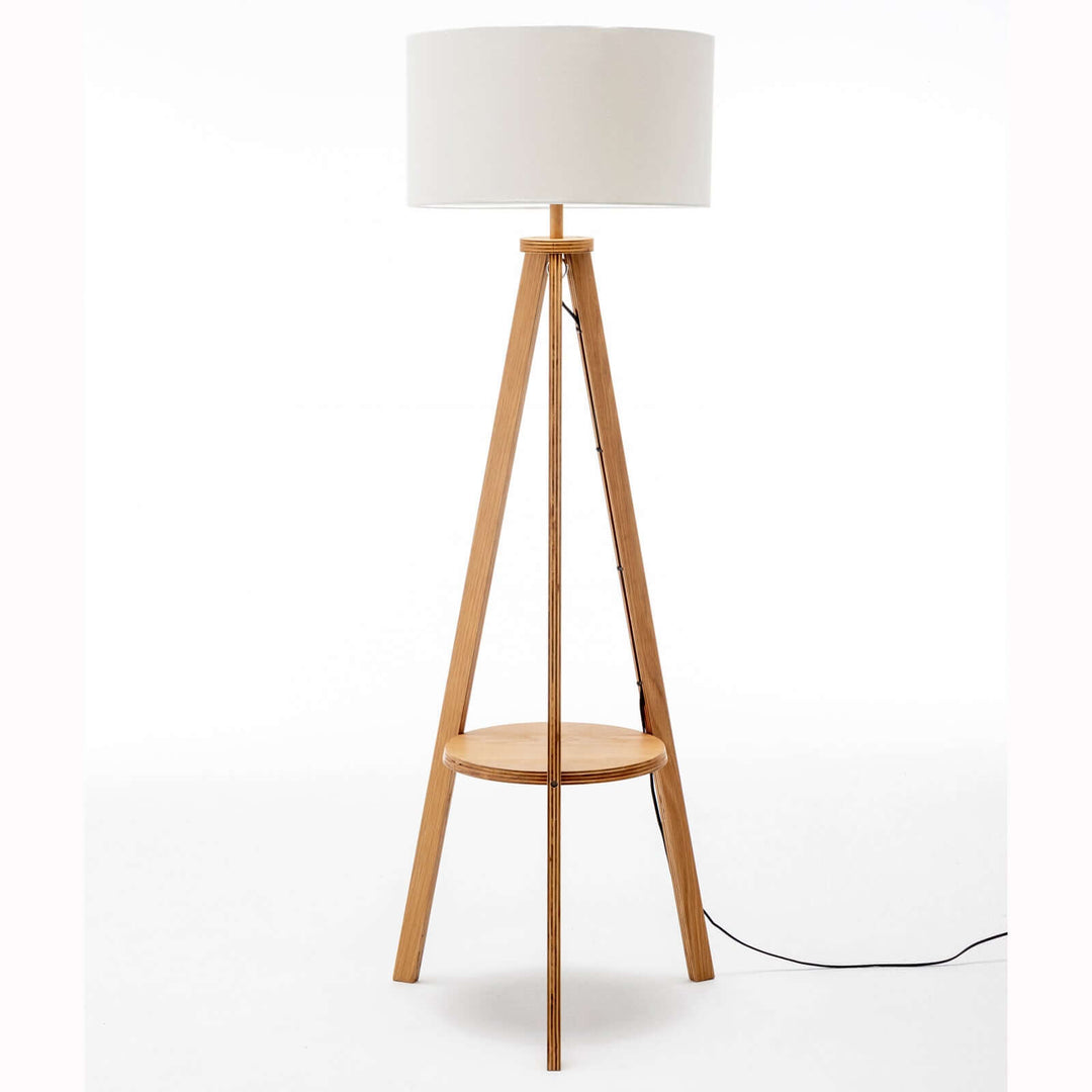 _label_, DSZ Product, feed-cond-new, feed-sl-free shipping, free-shipping, newNatural Wooden Tripod Floor Lamp W/ Round Wood Shelf + Off White Linen Shade - Premium Home & Garden > Lighting > Floor Lamps from Orient ! Shop Online Buy Now at S & D's Value Store Family Business Best Customer Service_label_, DSZ Product, feed-cond-new, feed-sl-free shipping, free-shipping, new