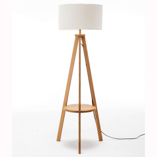 _label_, DSZ Product, feed-cond-new, feed-sl-free shipping, free-shipping, newNatural Wooden Tripod Floor Lamp W/ Round Wood Shelf + Off White Linen Shade - Premium Home & Garden > Lighting > Floor Lamps from Orient ! Shop Online Buy Now at S & D's Value Store Family Business Best Customer Service_label_, DSZ Product, feed-cond-new, feed-sl-free shipping, free-shipping, new