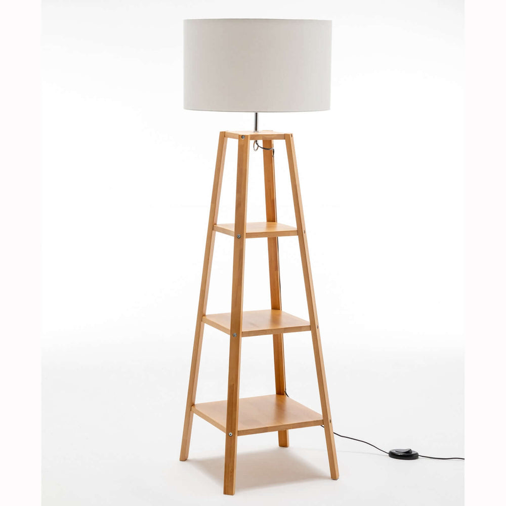 _label_, DSZ Product, feed-cond-new, feed-sl-free shipping, free-shipping, newEiffel 3 Tier Natural Wood Floor Lamp W/ Storage Shelves + Off White Linen Shade - Premium Home & Garden > Lighting > Floor Lamps from DSZ ! Shop Online Buy Now at S & D's Value Store Family Business Best Customer Service_label_, DSZ Product, feed-cond-new, feed-sl-free shipping, free-shipping, new