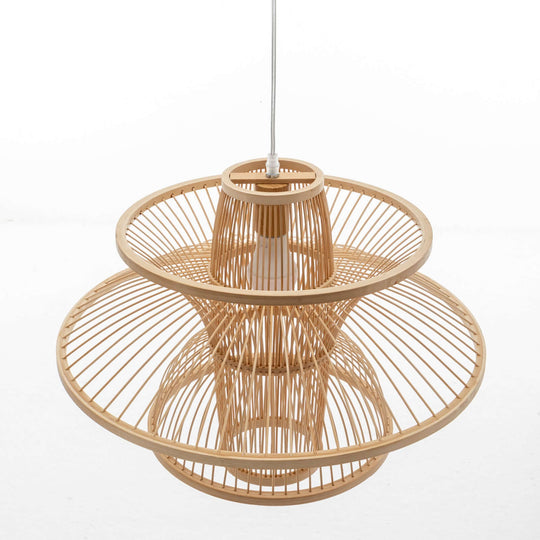 Aurora Natural Hand-Woven Bamboo 3-Layer Pendant Lamp Light showcasing modern, eco-friendly design for stylish home decor.