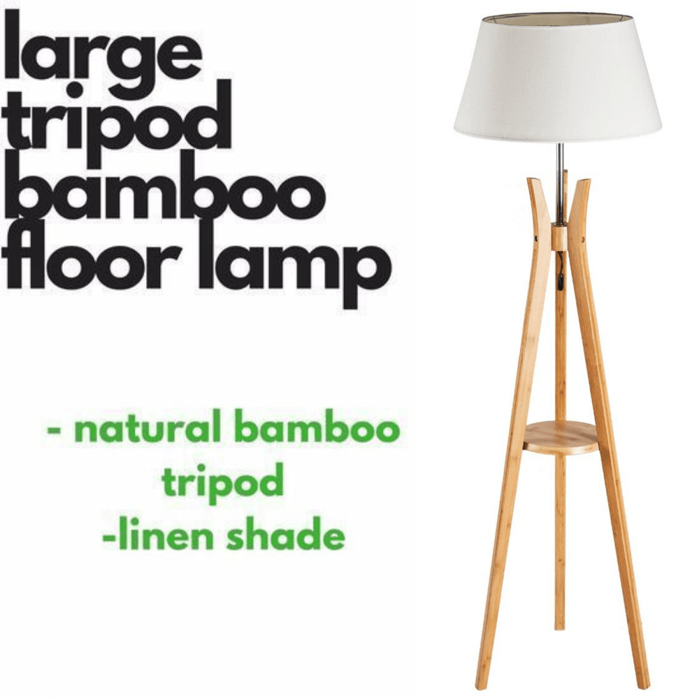 _label_, DSZ Product, feed-cond-new, feed-sl-free shipping, free-shipping, newLarge Bamboo Tripod Floor Lamp Linen Shade Modern Light Vintage Wooden Scandi - Premium Home & Garden > Lighting > Floor Lamps from Br Home ! Shop Online Buy Now at S & D's Value Store Family Business Best Customer Service_label_, DSZ Product, feed-cond-new, feed-sl-free shipping, free-shipping, new