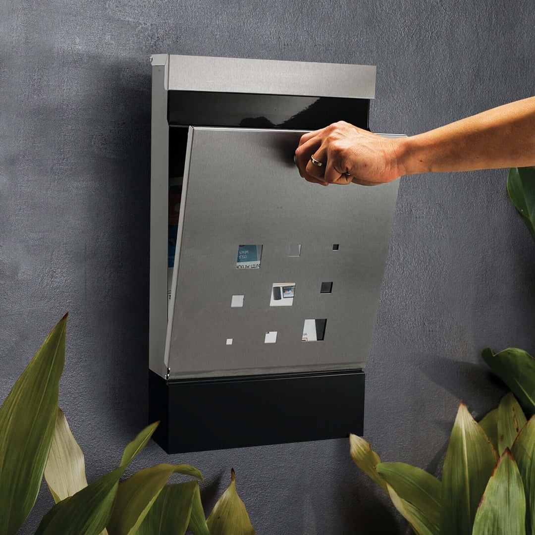 Modern stainless steel lockable wall-mounted mailbox with elegant design, ideal for DIY, affordable and stylish homes.