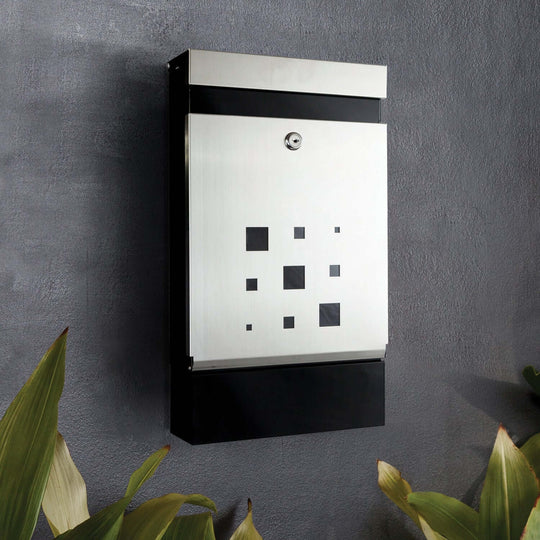 Sandleford stainless steel lockable wall-mounted mailbox, modern design, affordable DIY letterbox for contemporary homes.