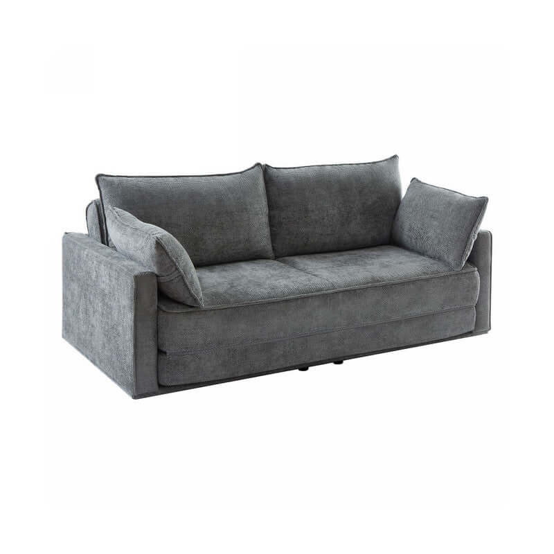 Comfy grey 3-seater sofa bed, ideal for affordable luxury and multifunctional use, perfect for DIY spaces.