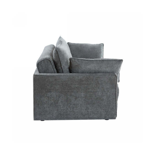 Side view of COMFY 3 seater grey sofa bed showcasing its premium upholstery and plush cushions, ideal for affordable luxury.