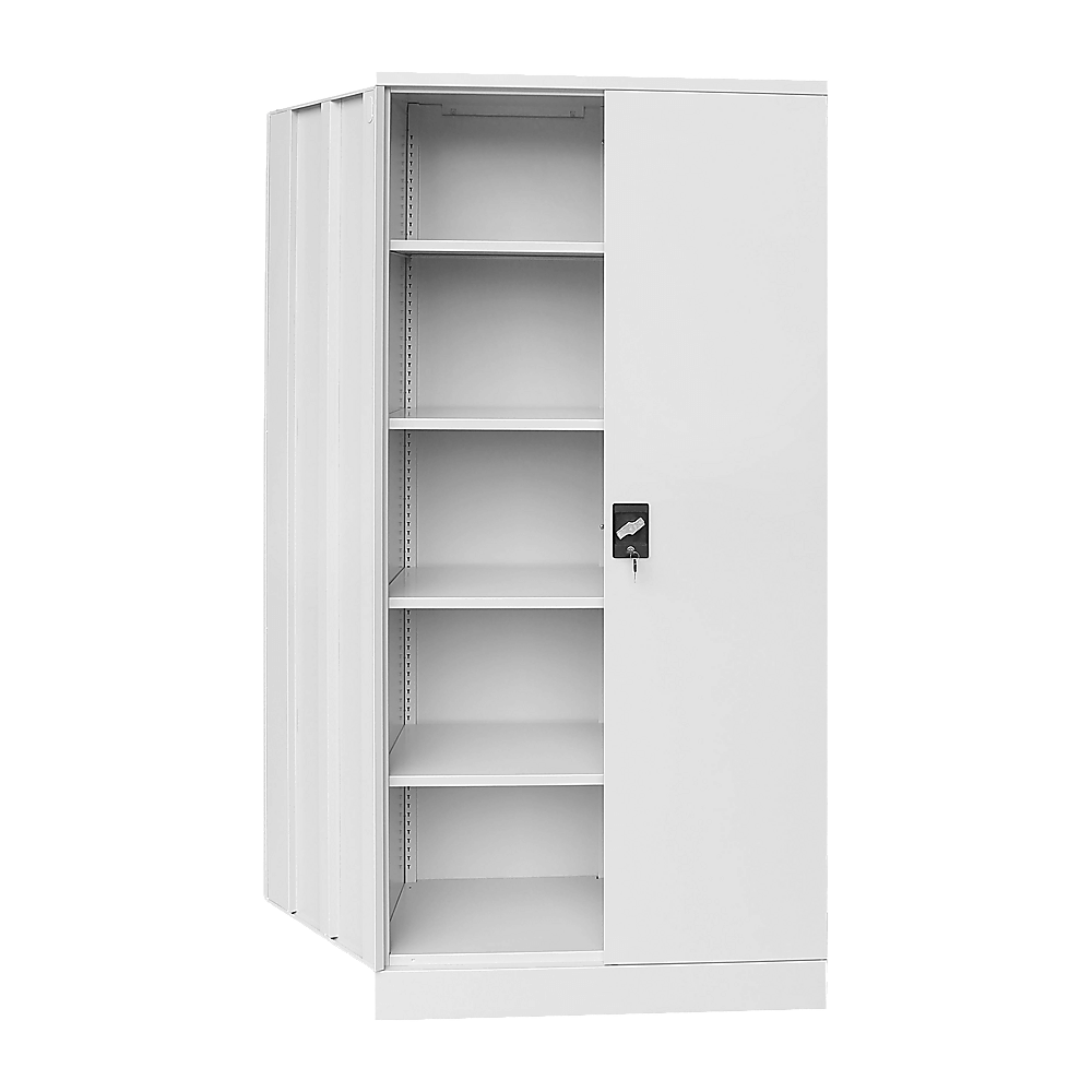 Affordable 2-door locker cabinet with five shelves for versatile storage, perfect for office or gym filing needs.