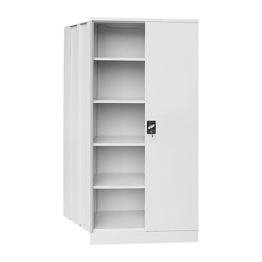 Affordable 2-door locker cabinet with five shelves for versatile storage, perfect for office or gym filing needs.