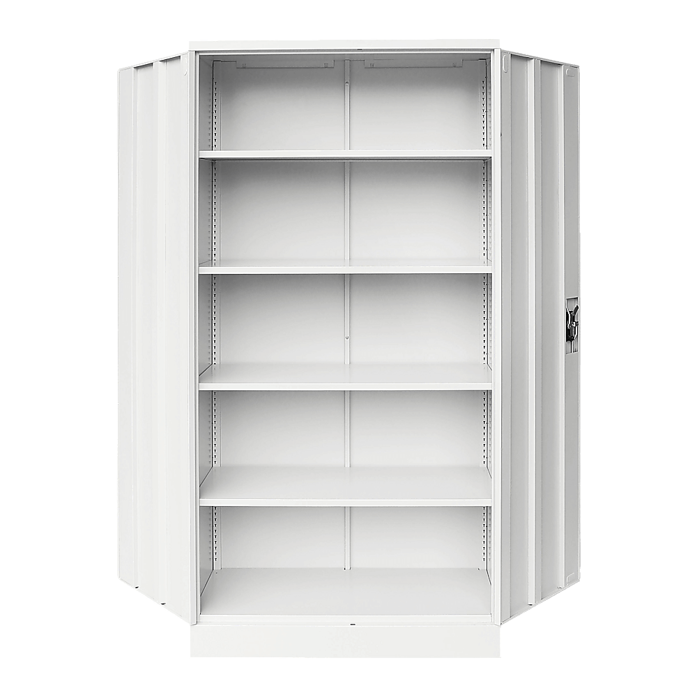 Affordable two-door filing storage locker cabinet with five spacious shelves for versatile office organization.