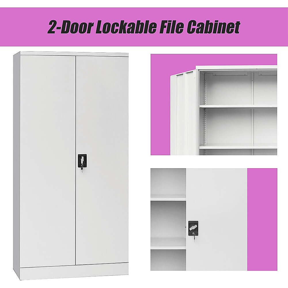 Affordable 2-Door Lockable File Cabinet with multi-shelves for quality storage solutions.