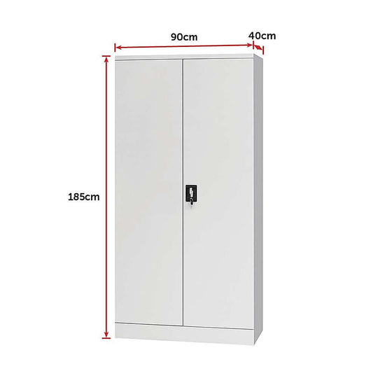 Affordable 2-door locker cabinet with dimensions 90cm x 40cm x 185cm, perfect for office and gym storage.