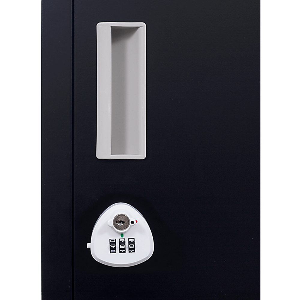 Affordable one-door office gym shed locker cabinet with secure keypad lock and ventilation slot.