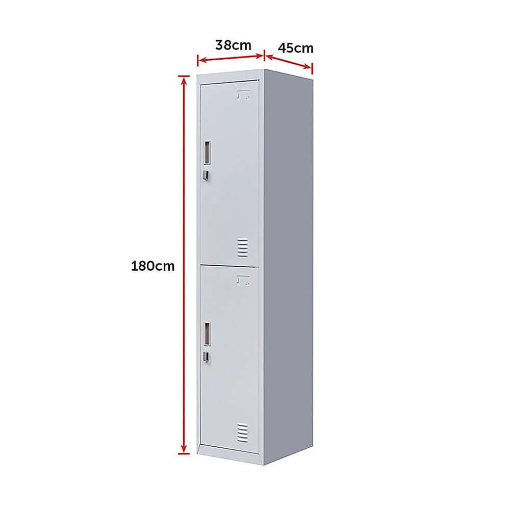 Affordable 2-door vertical locker, 180cm height, ideal for office, gym, or home storage. Durable, stylish all-steel design.