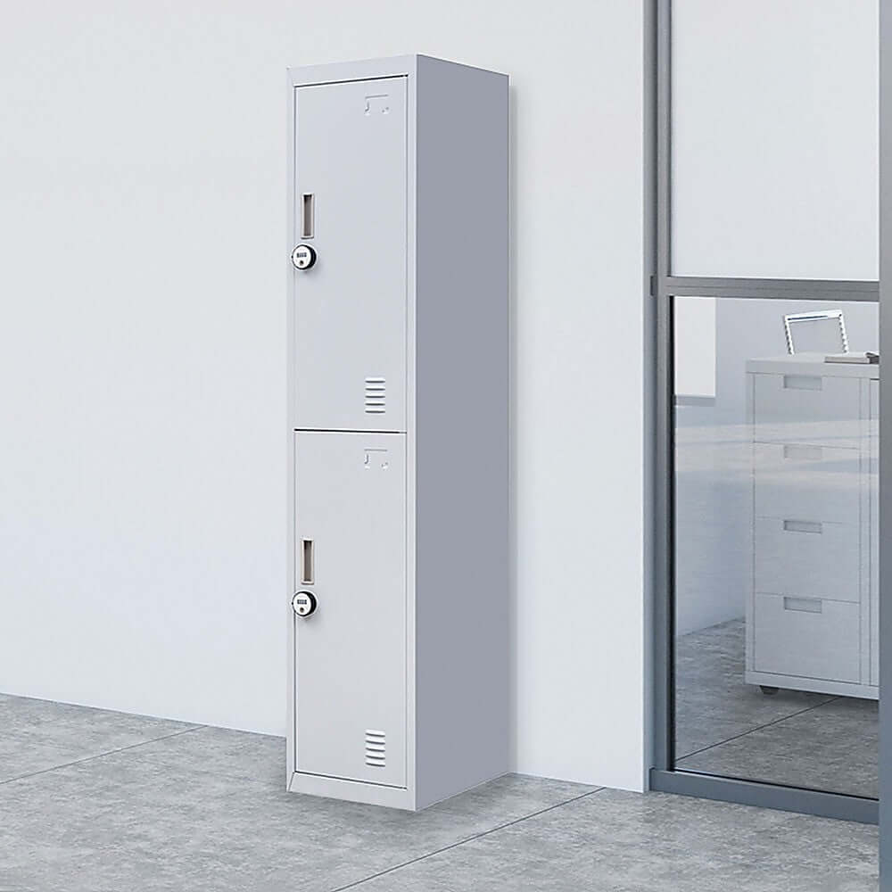 Affordable 2-Door Vertical Locker in office setting, offering secure storage and durable, quality construction.