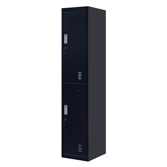 2-door vertical steel locker for secure storage in office, gym, school, or home; affordable and stylish.