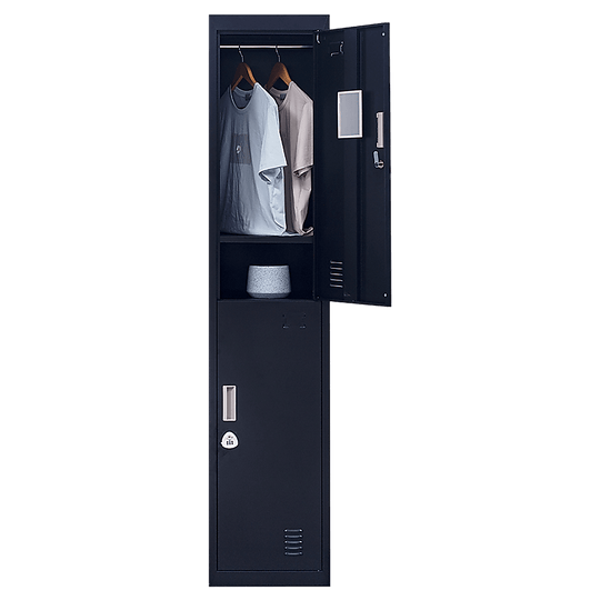 Affordable 2-Door vertical locker for secure storage in office, gym, or home, featuring quality cold-rolled steel construction.