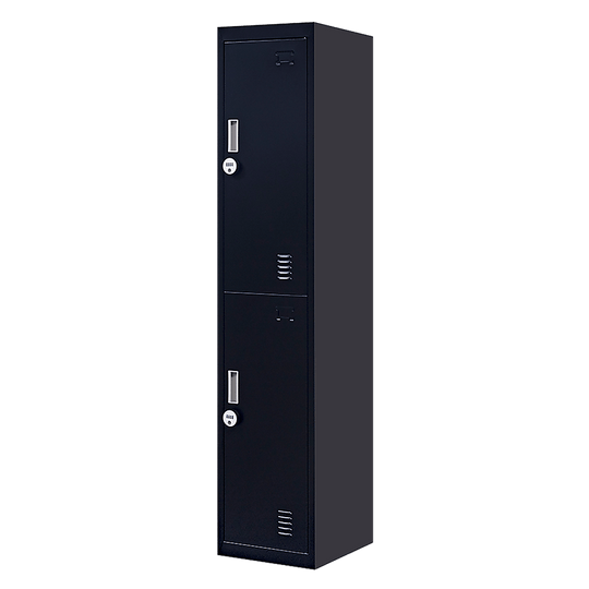 Affordable 2-door vertical locker, durable steel storage for office, gym, school, and home use.