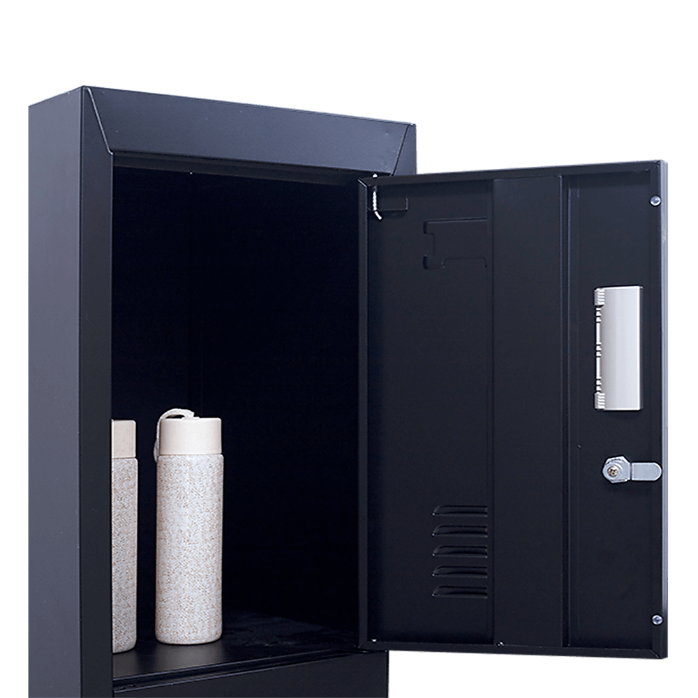 Affordable 6-door locker for secure storage, showcasing interior with two containers, ideal for office or gym use.