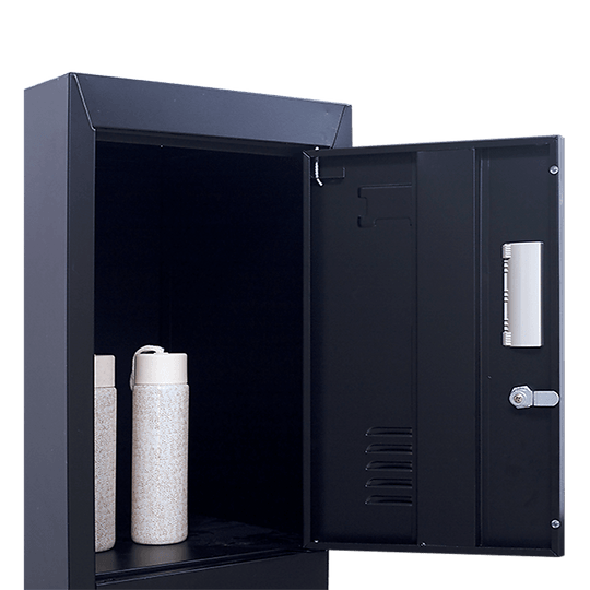 Affordable 6-door locker for secure storage, showcasing interior with two containers, ideal for office or gym use.