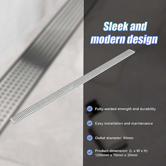 DSZ Product, feed-cond-new, feed-sl-DSZ Freight Payable, new1200Mm Bathroom Shower Stainless Steel Grate Drain W/Centre Outlet Floor Waste Square Pattern - Premium Home & Garden > DIY > Kitchen & Bathroom DIY from Della Francesca ! Shop Online Buy Now at S & D's Value Store Family Business Best Customer ServiceDSZ Product, feed-cond-new, feed-sl-DSZ Freight Payable, new