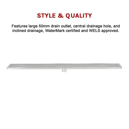 DSZ Product, feed-cond-new, feed-sl-DSZ Freight Payable, new1200Mm Bathroom Shower Stainless Steel Grate Drain W/Centre Outlet Floor Waste Square Pattern - Premium Home & Garden > DIY > Kitchen & Bathroom DIY from Della Francesca ! Shop Online Buy Now at S & D's Value Store Family Business Best Customer ServiceDSZ Product, feed-cond-new, feed-sl-DSZ Freight Payable, new