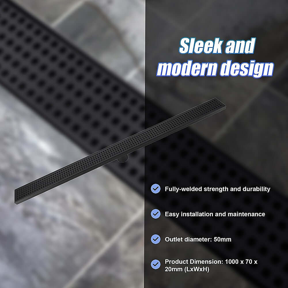 DSZ Product, feed-cond-new, feed-sl-DSZ Freight Payable, new1000Mm Bathroom Shower Black Grate Drain W/Centre Outlet Floor Waste Square Pattern - Premium Home & Garden > DIY > Kitchen & Bathroom DIY from Della Francesca ! Shop Online Buy Now at S & D's Value Store Family Business Best Customer ServiceDSZ Product, feed-cond-new, feed-sl-DSZ Freight Payable, new