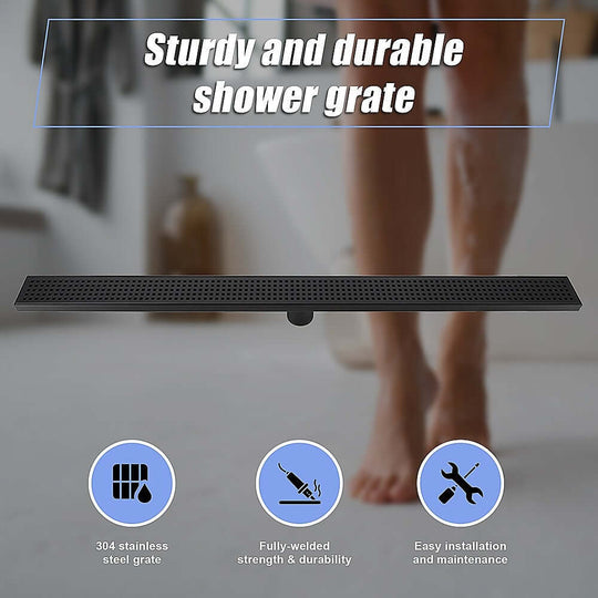 DSZ Product, feed-cond-new, feed-sl-DSZ Freight Payable, new1000Mm Bathroom Shower Black Grate Drain W/Centre Outlet Floor Waste Square Pattern - Premium Home & Garden > DIY > Kitchen & Bathroom DIY from Della Francesca ! Shop Online Buy Now at S & D's Value Store Family Business Best Customer ServiceDSZ Product, feed-cond-new, feed-sl-DSZ Freight Payable, new