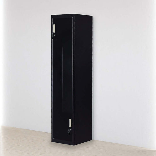 Affordable black two-door L-shaped office gym shed storage lockers for clothes and items, perfect for home or business use.