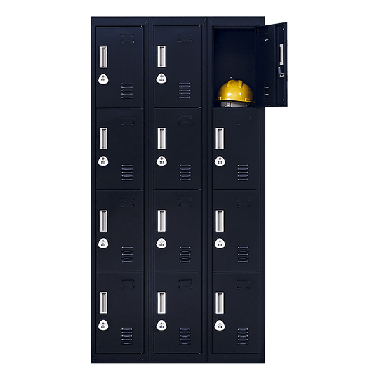 12-door locker with combo locks, perfect for affordable and secure storage in offices, gyms, and schools.