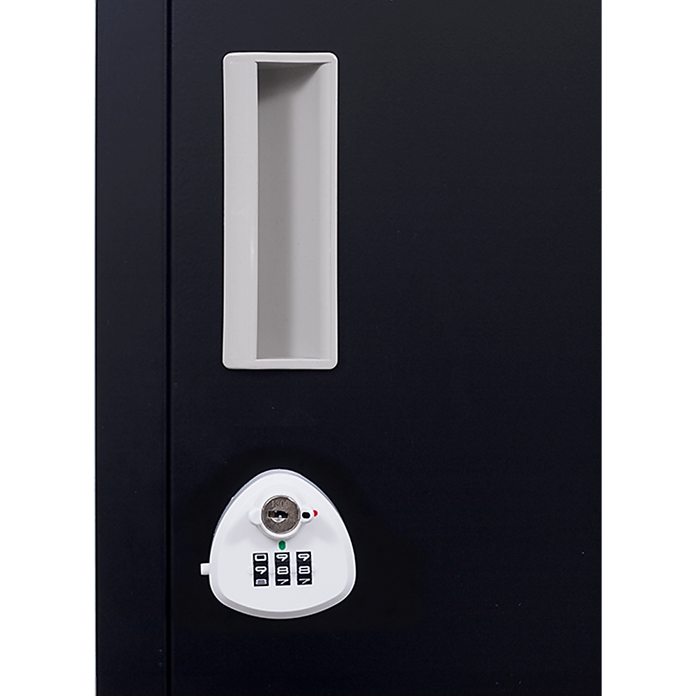 12-door locker with a 3-digit combination lock, a secure storage solution for offices and gyms.