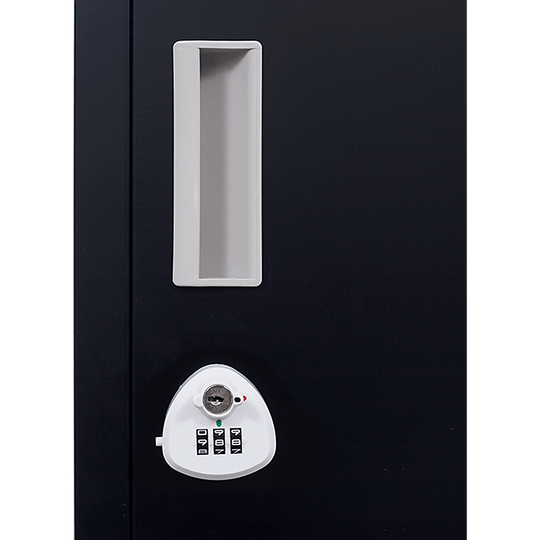 12-door locker with a 3-digit combination lock, a secure storage solution for offices and gyms.