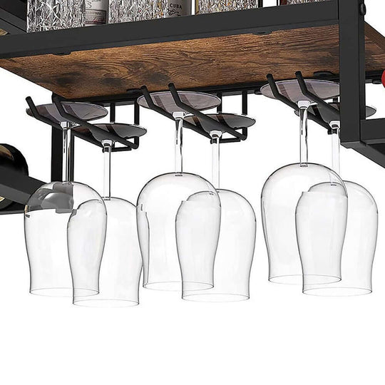 Wall mounted wine rack showing stem glasses being stored in a stylish and organized manner, ideal for DIY enthusiasts.