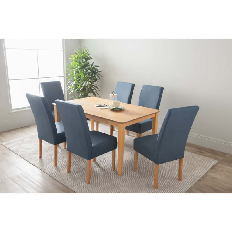 DSZ Product, feed-cond-new, feed-sl-DSZ Freight PayableMesi Dining Chair x2 - Natural Colour Legs Blue Colour Challis Fabric Upholstery - Premium Furniture > Dining > Kitchen & Dining Chairs from Mesi ! Shop Online Buy Now at S & D's Value Store Family Business Best Customer ServiceDSZ Product, feed-cond-new, feed-sl-DSZ Freight Payable