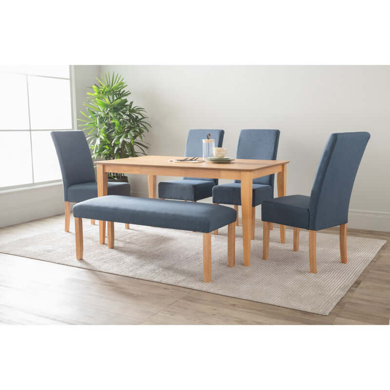 DSZ Product, feed-cond-new, feed-sl-DSZ Freight PayableMesi Dining Chair x2 - Natural Colour Legs Blue Colour Challis Fabric Upholstery - Premium Furniture > Dining > Kitchen & Dining Chairs from Mesi ! Shop Online Buy Now at S & D's Value Store Family Business Best Customer ServiceDSZ Product, feed-cond-new, feed-sl-DSZ Freight Payable