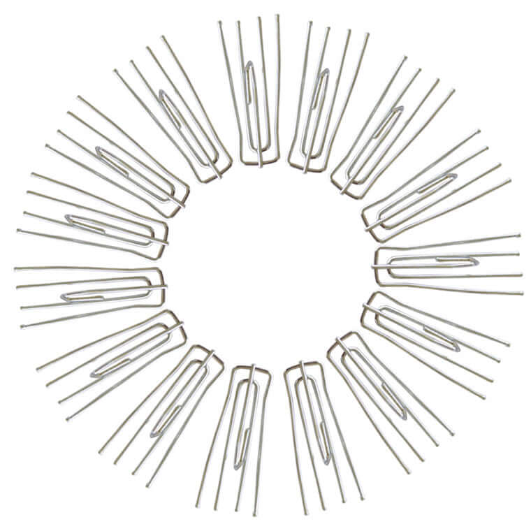 Circle of steel curtain hooks for easy DIY window treatments, affordable and versatile for any decor.