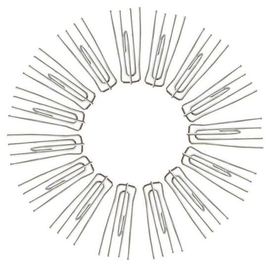 Circle of steel curtain hooks for easy DIY window treatments, affordable and versatile for any decor.