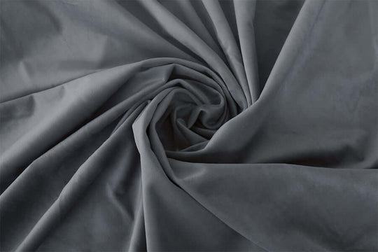 Soft grey velvet fabric showcasing a luxurious texture ideal for affordable DIY home curtains.