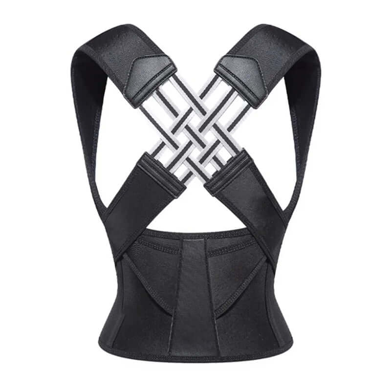 NNEOBA adjustable back brace posture corrector for men in black, designed for optimal back support and comfort.