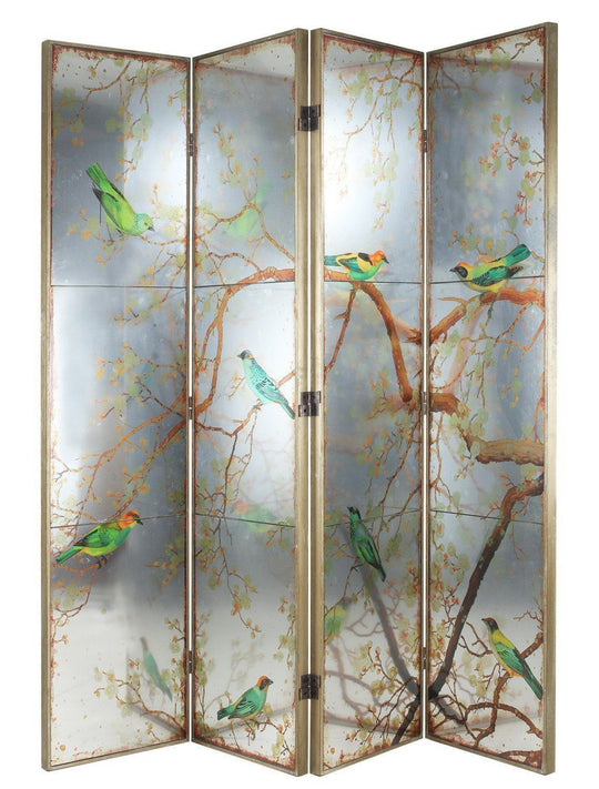 Exotic Melodies Mirror Bird Dressing Screen/Room Divider