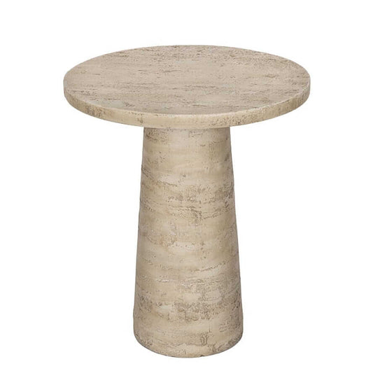 Affordable LOGAN Cement Round Side Table, showcasing a modern design with a textured finish, perfect for stylish home decor.