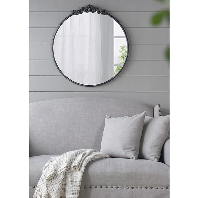 Round Ornate Metallic Wall Mirror