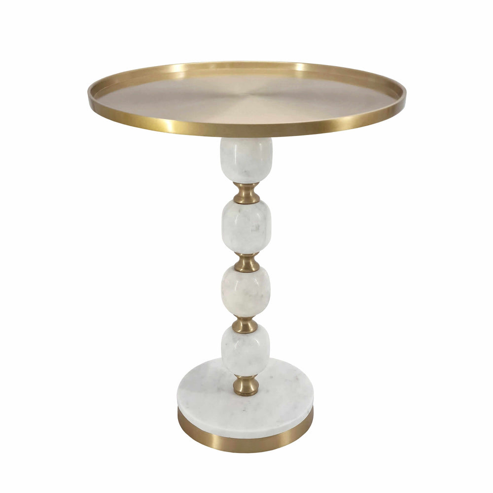 Handcrafted JESICCA marble and aluminum side table with a sleek design, perfect for affordable and stylish home decor.